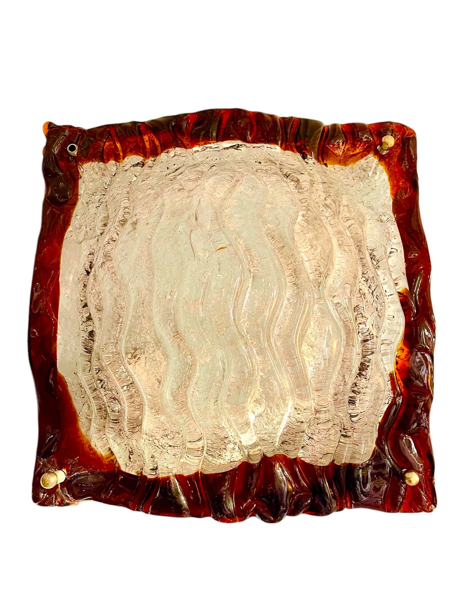 Murano Glass Wall Lighting by Mazzega Bicolore Glass Murano 3 units, Italy, 1970 For Sale