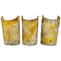 Wall Lighting by Mazzega Bicolore Glass Murano 3 units, Italy, 1970