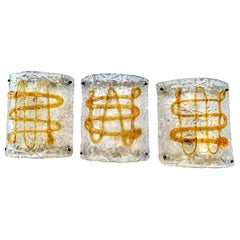 Wall Lighting by Mazzega Bicolore Glass Murano 3 units, Italy, 1970