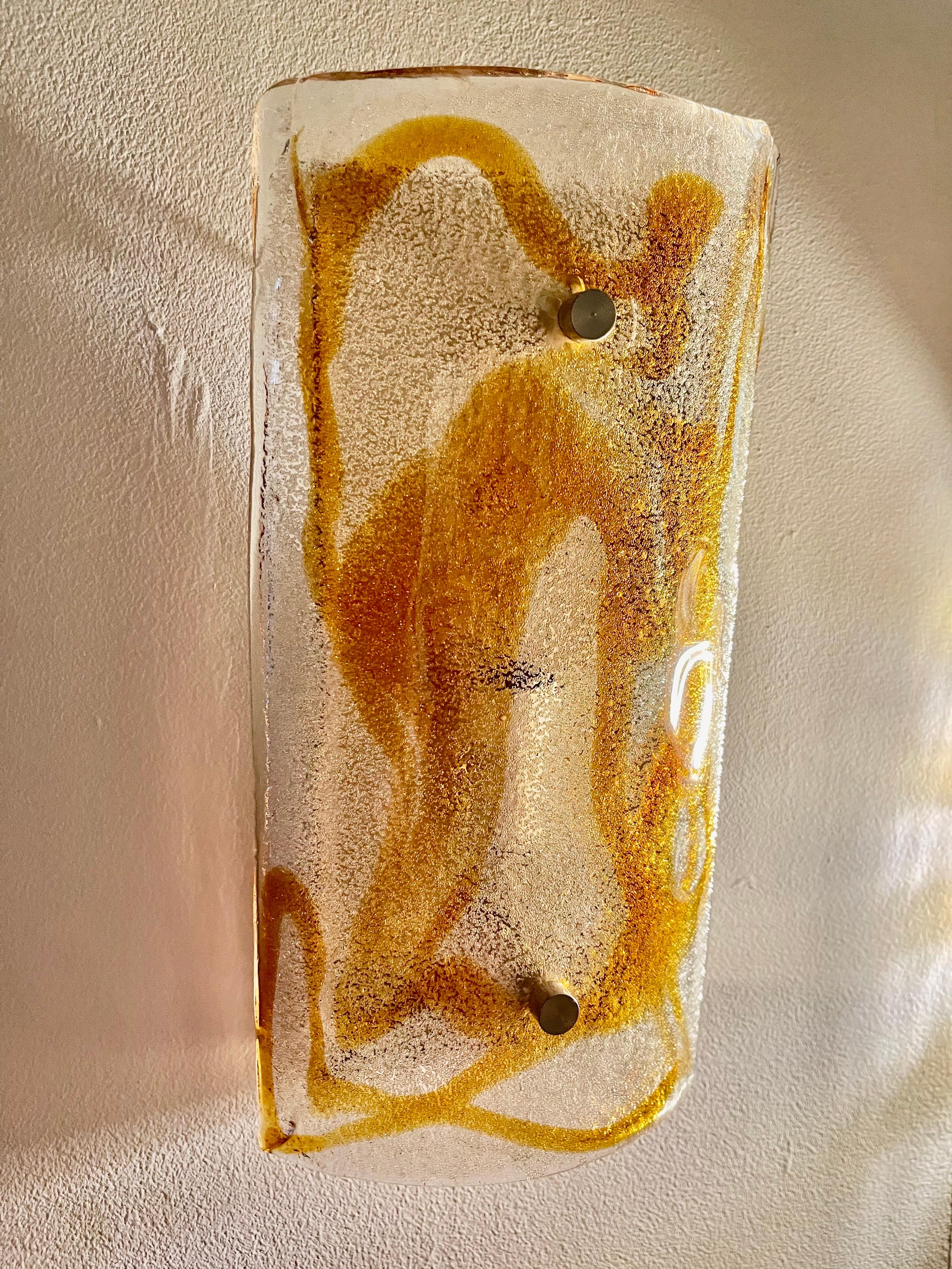 Aplique de Mazzega Bicolore Pareja de cristal de Murano , Italia, 1970 Moderno de mediados de siglo