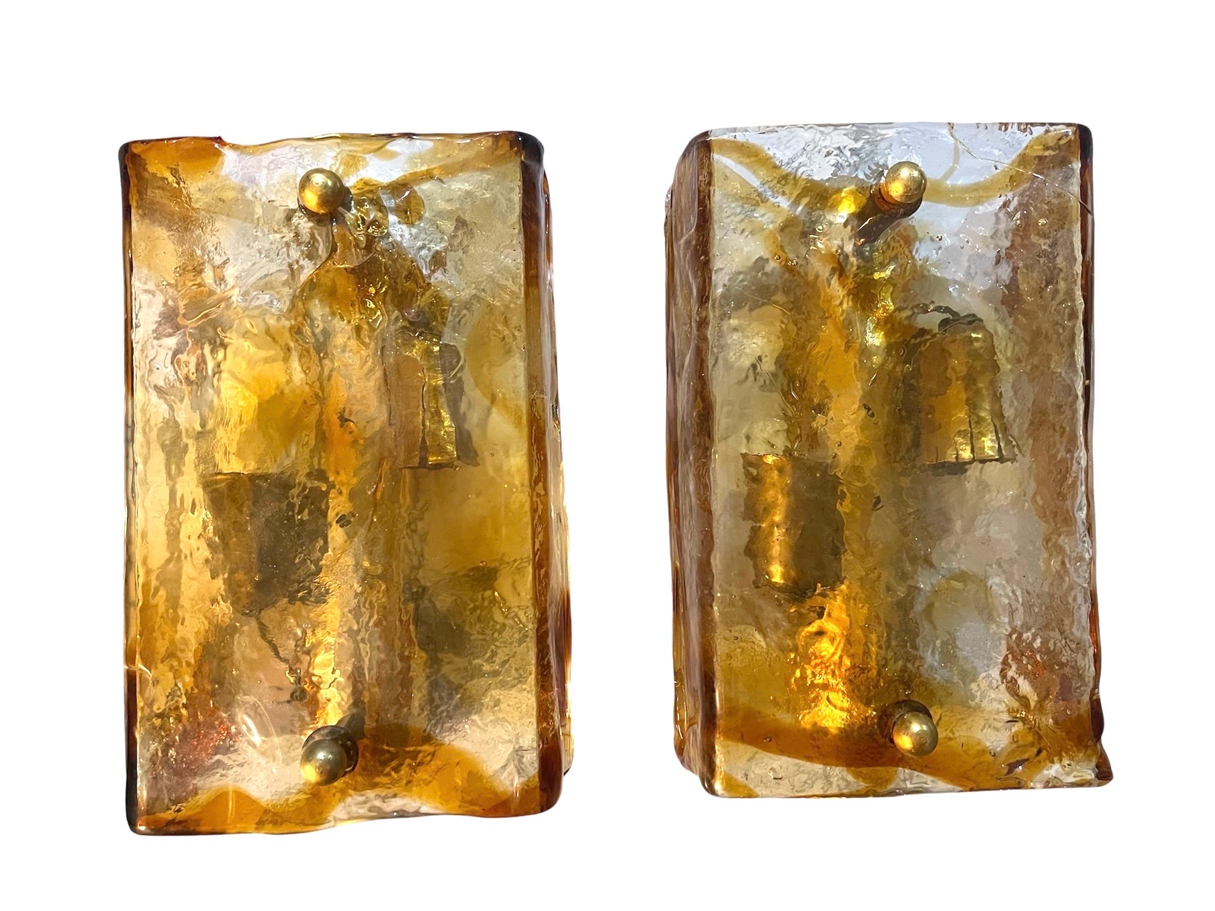 Italian Wall Lighting by Mazzega Bicolore Glass Murano pair, Italy, 1970