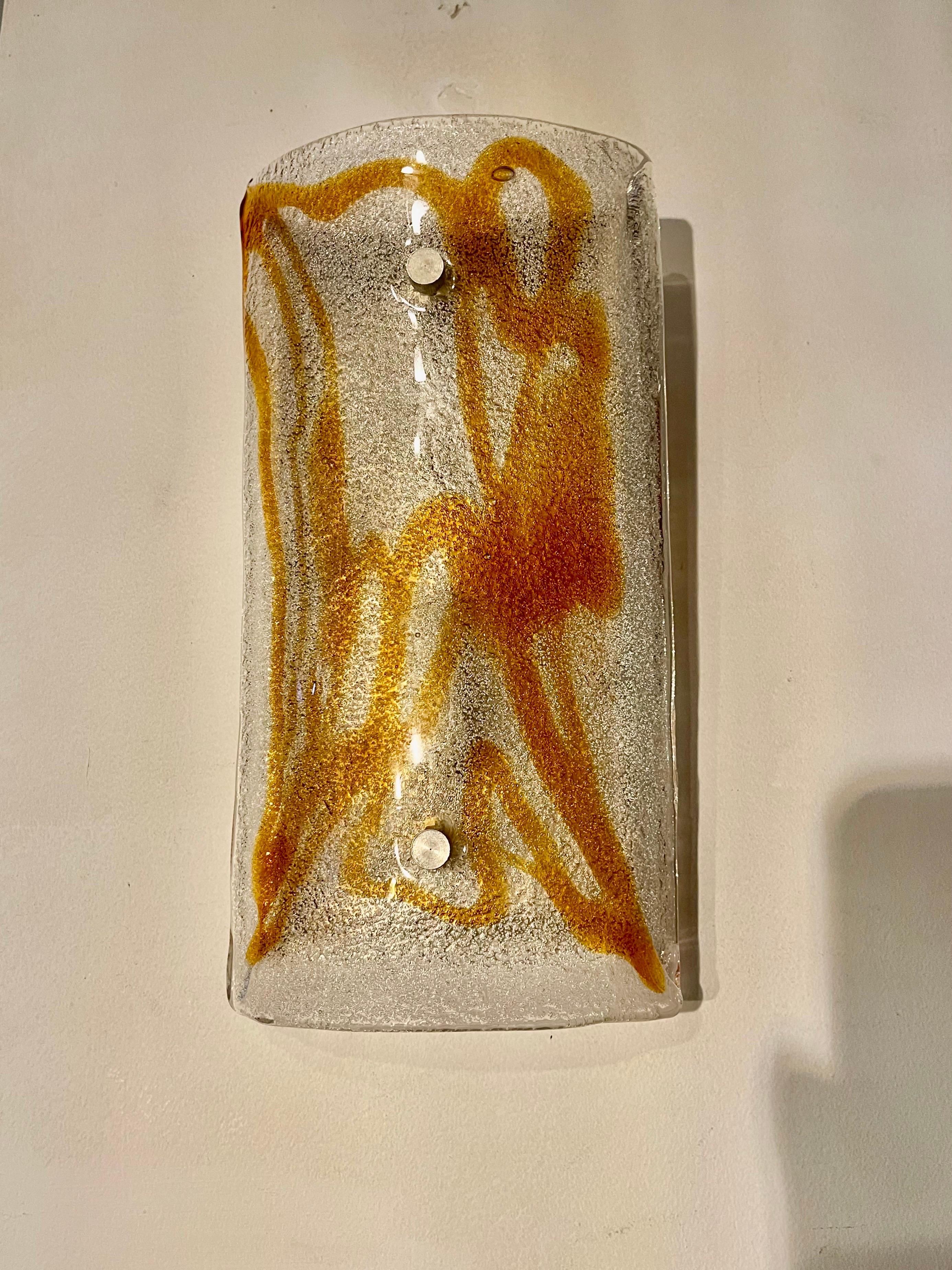 Aplique de Mazzega Bicolore Pareja de cristal de Murano , Italia, 1970 en Bueno Estado en La xara, VC