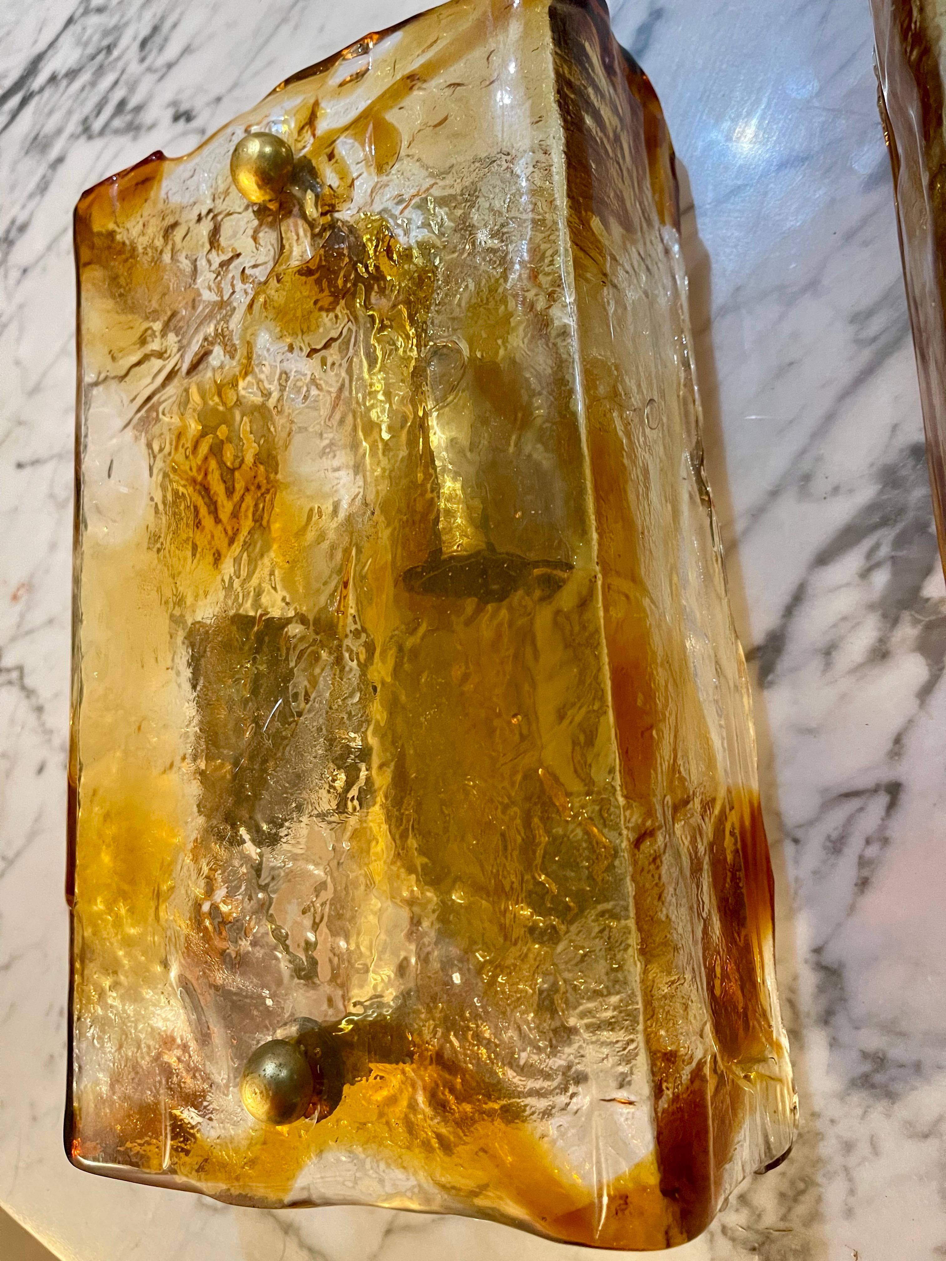 Wall Lighting by Mazzega Bicolore Glass Murano pair, Italy, 1970 In Good Condition In La xara, VC