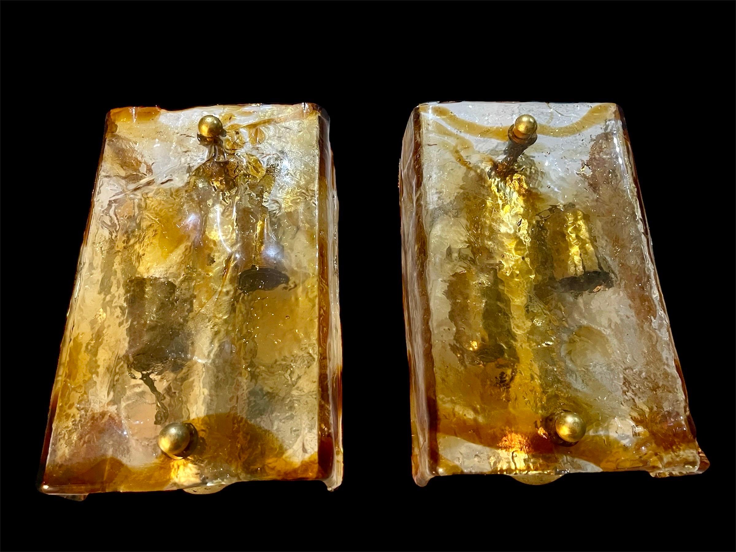 Late 20th Century Wall Lighting by Mazzega Bicolore Glass Murano pair, Italy, 1970