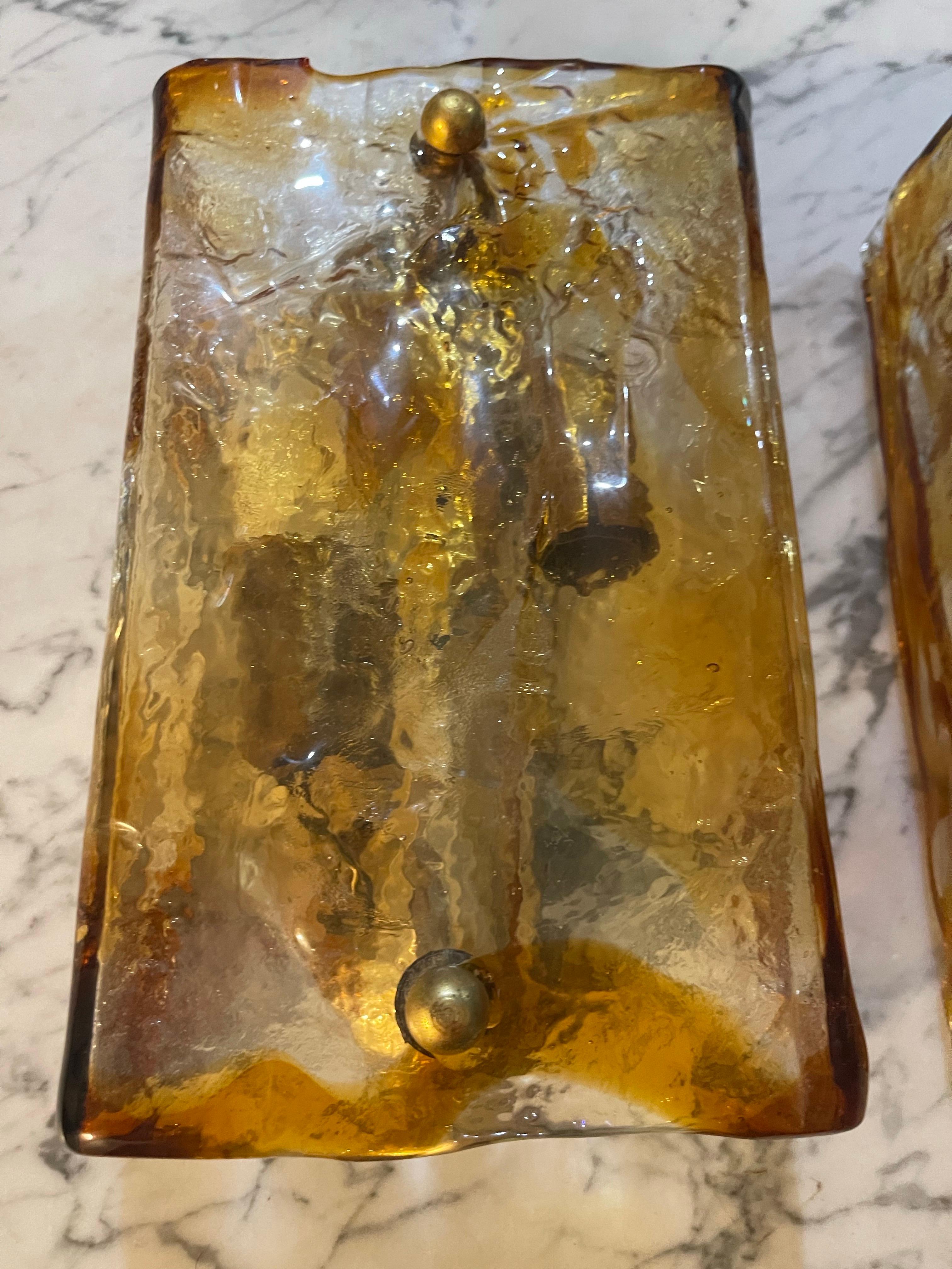 Murano Glass Wall Lighting by Mazzega Bicolore Glass Murano pair, Italy, 1970