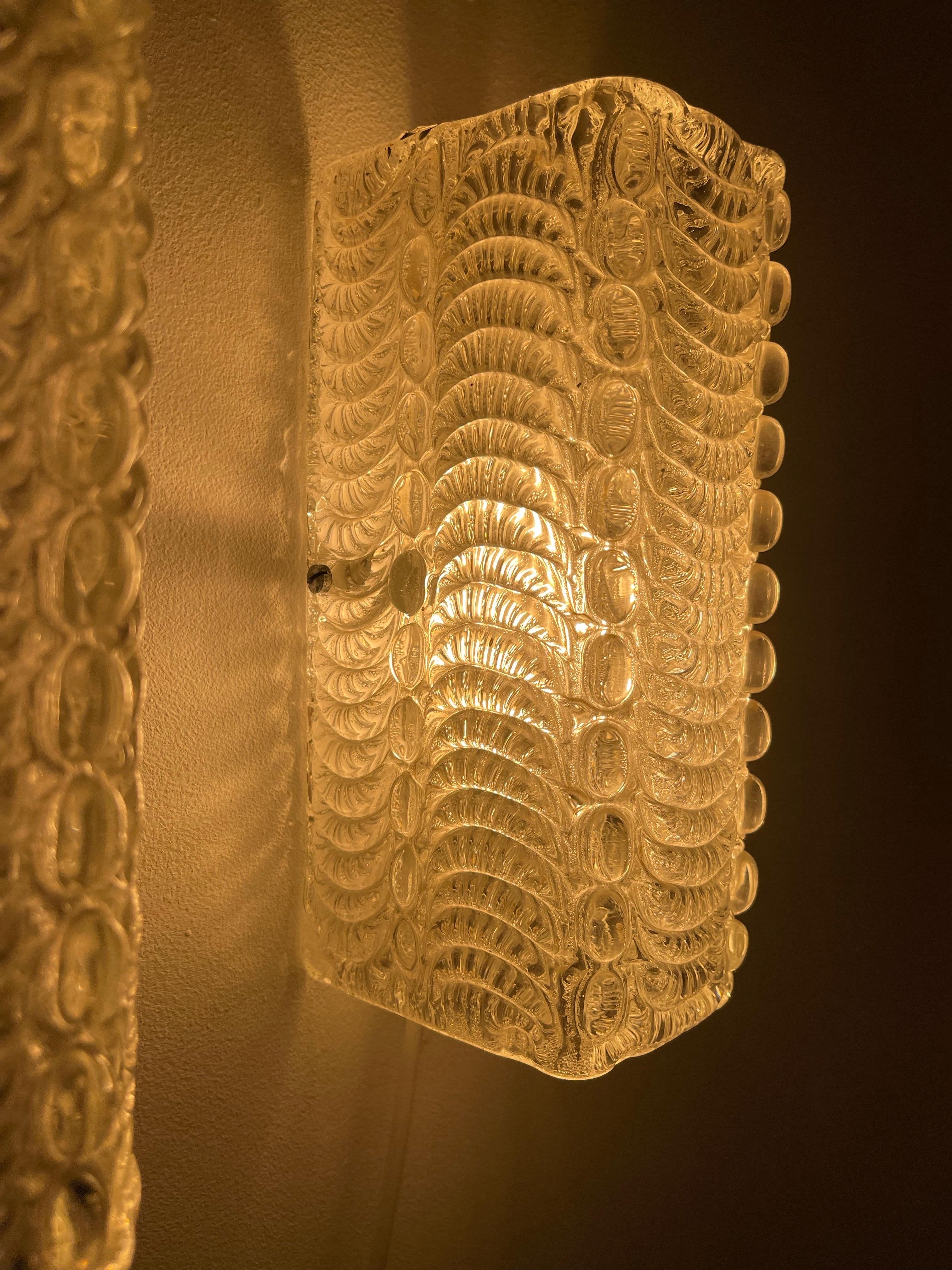 Murano Glass Mazzega Glass Murano pair wall lighting, Italy, 1960 For Sale