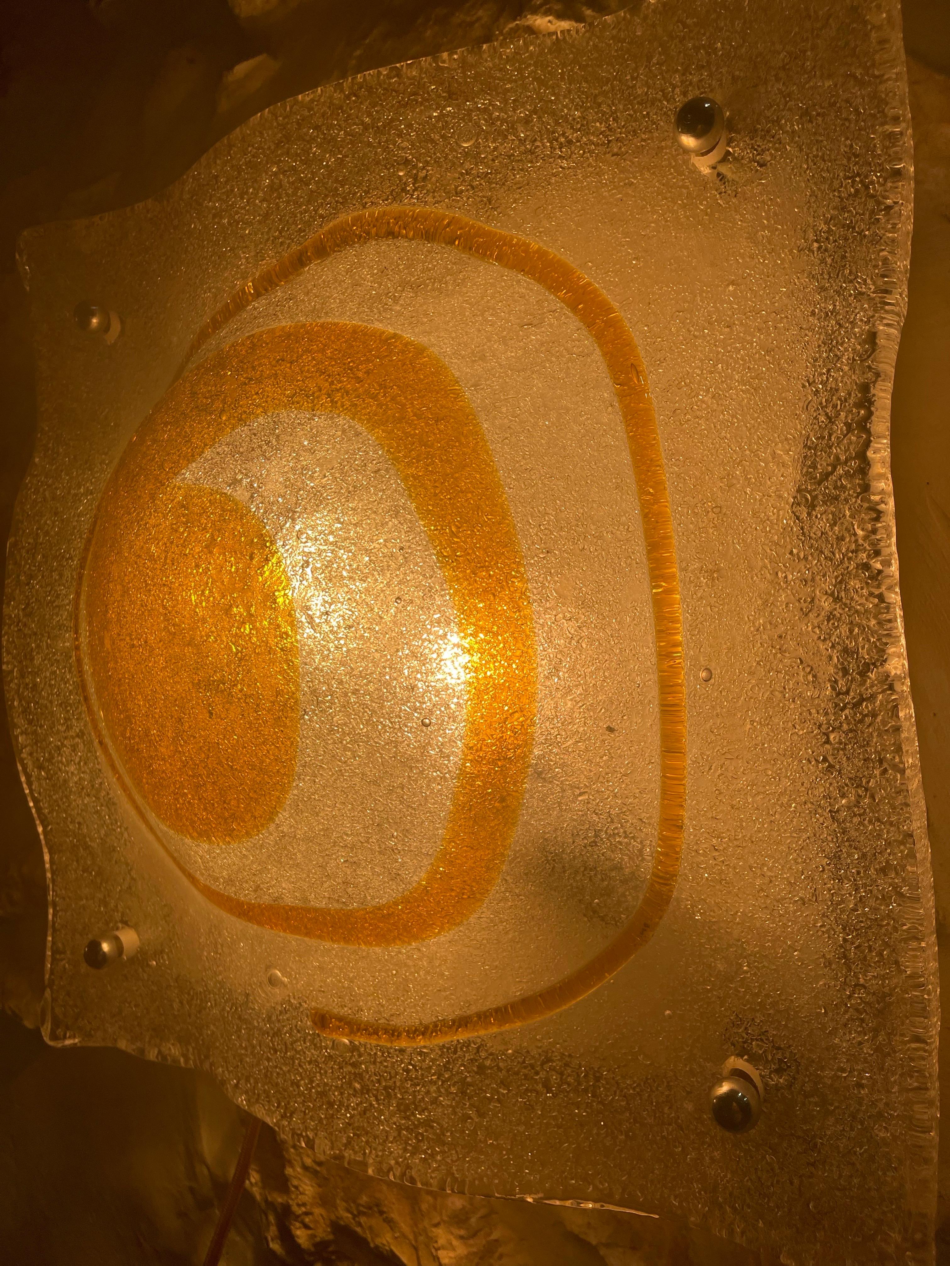 Albano Poli by Mazzega Glass Murano wall lighting 40/40 cm, Italy, 1970 For Sale 2