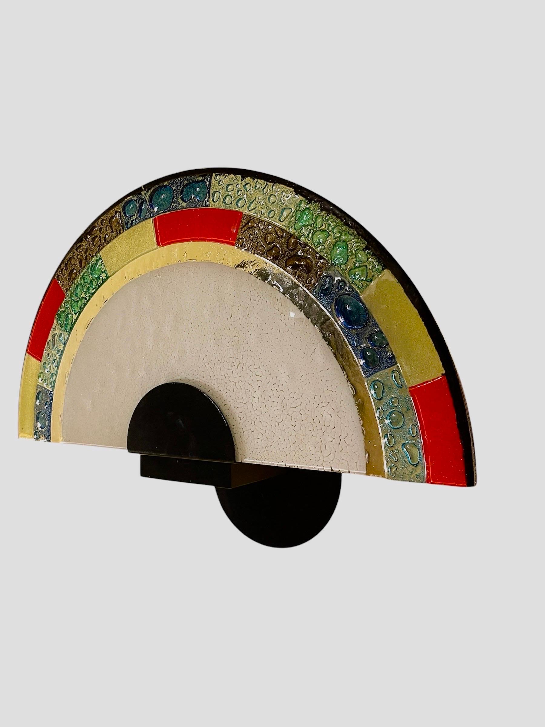 Intagliato a mano Wall lighting Glass murano multicolor pair by Zonca , Italie 1980s in vendita