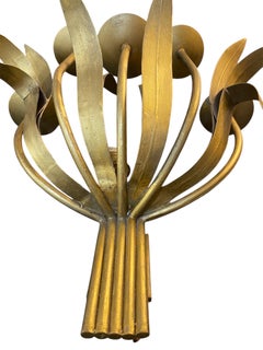 Art Deco Wall lighting Italian Floral gilt metal large model , Italie 1940