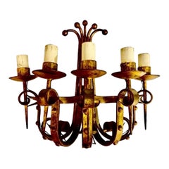 Wall Lighting Metal with Gilt Gold Finish, Spain 1950