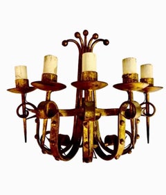 Wall Lighting Metal with Gilt Gold Finish, Spain 1950