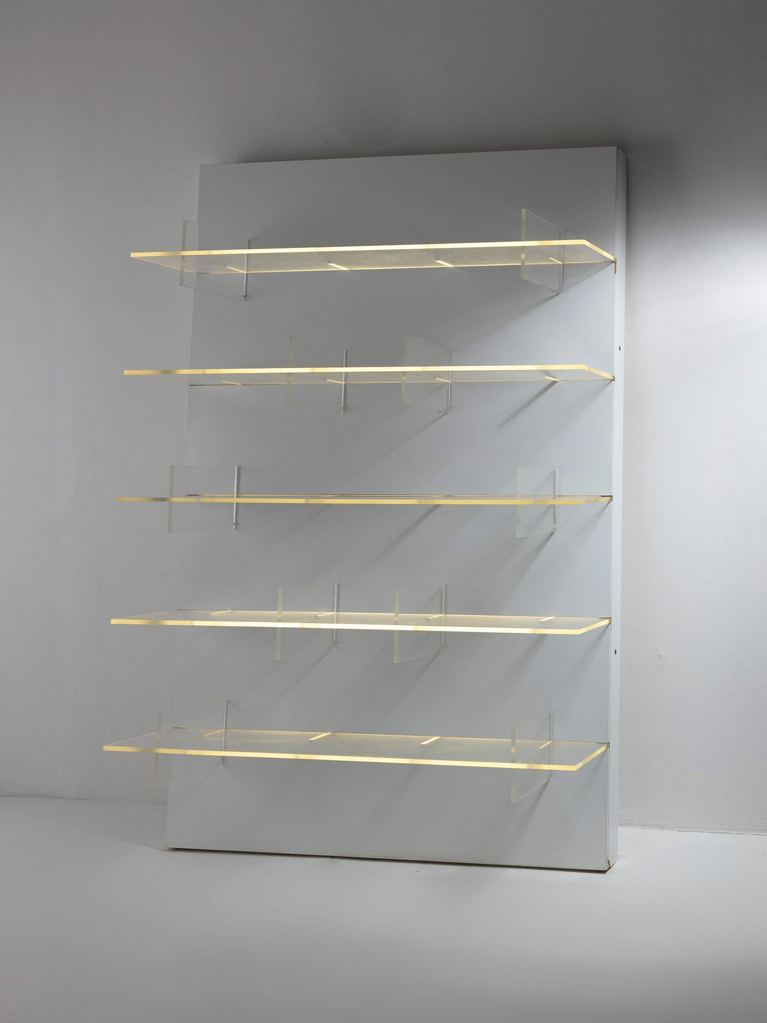Late 20th Century Wall Lighting Shelf by Roberto Monsani for Acerbis, Italy, 1970s For Sale