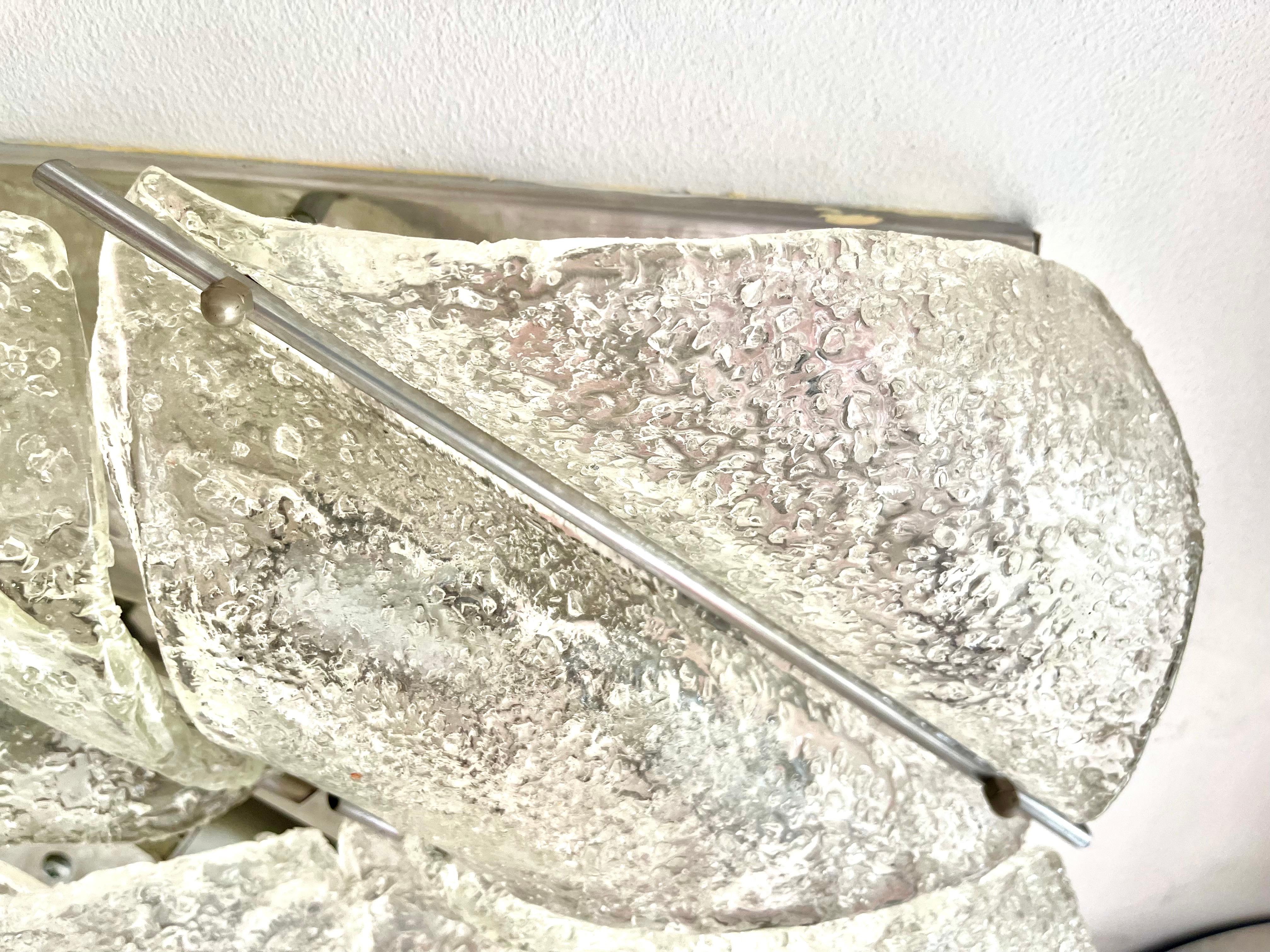 Wall Lighting Toni Zucherri by Mazzega ice frost Glass Murano , Italy, 1970 In Good Condition For Sale In La xara, VC