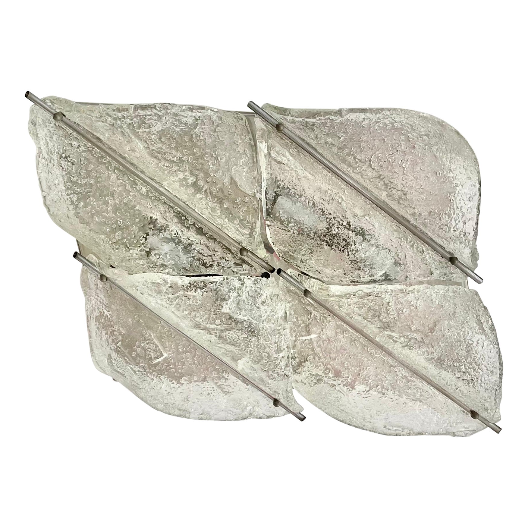 Wall Lighting Toni Zucherri by Mazzega ice frost Glass Murano , Italy, 1970