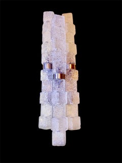 Wall Lighting Zero Quattro ice frost Glass Murano , Italy, 1970