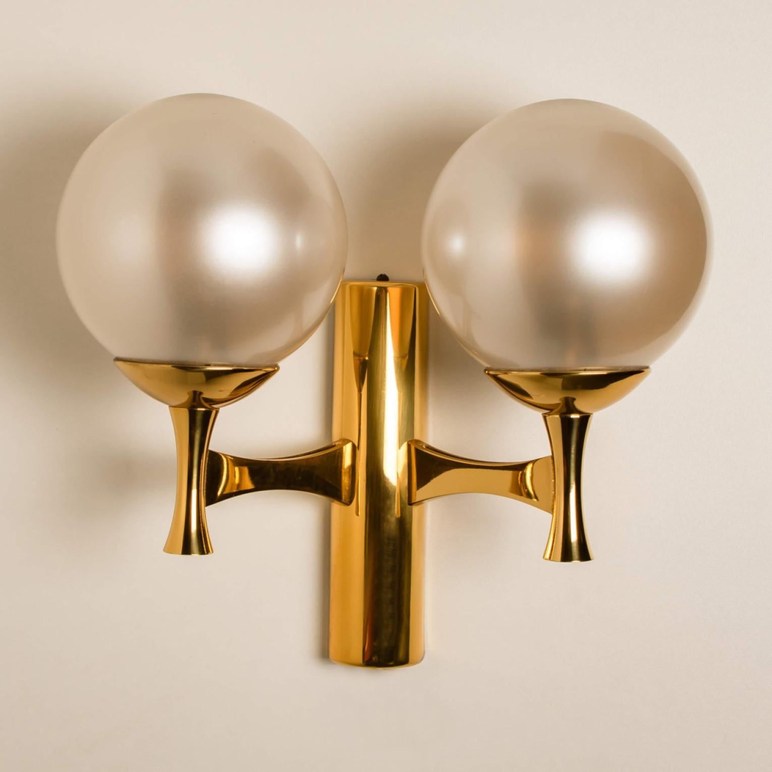 Late 20th Century Wall Lights Brass with Opaline Brass in the Style of Sciolari For Sale