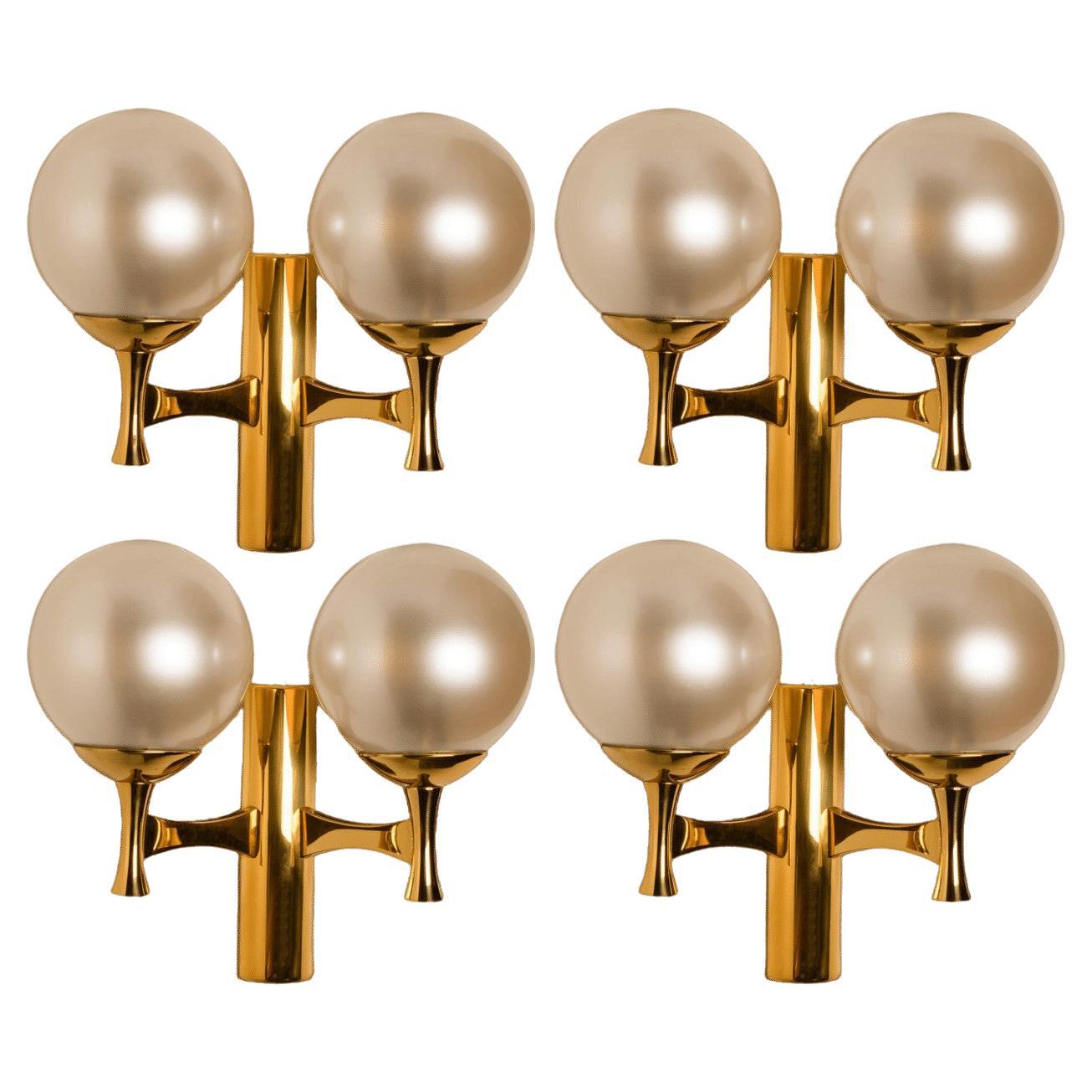Wall Lights Brass with Opaline Brass in the Style of Sciolari