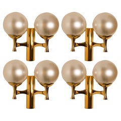 Wall Lights Brass with Opaline Brass in the Style of Sciolari
