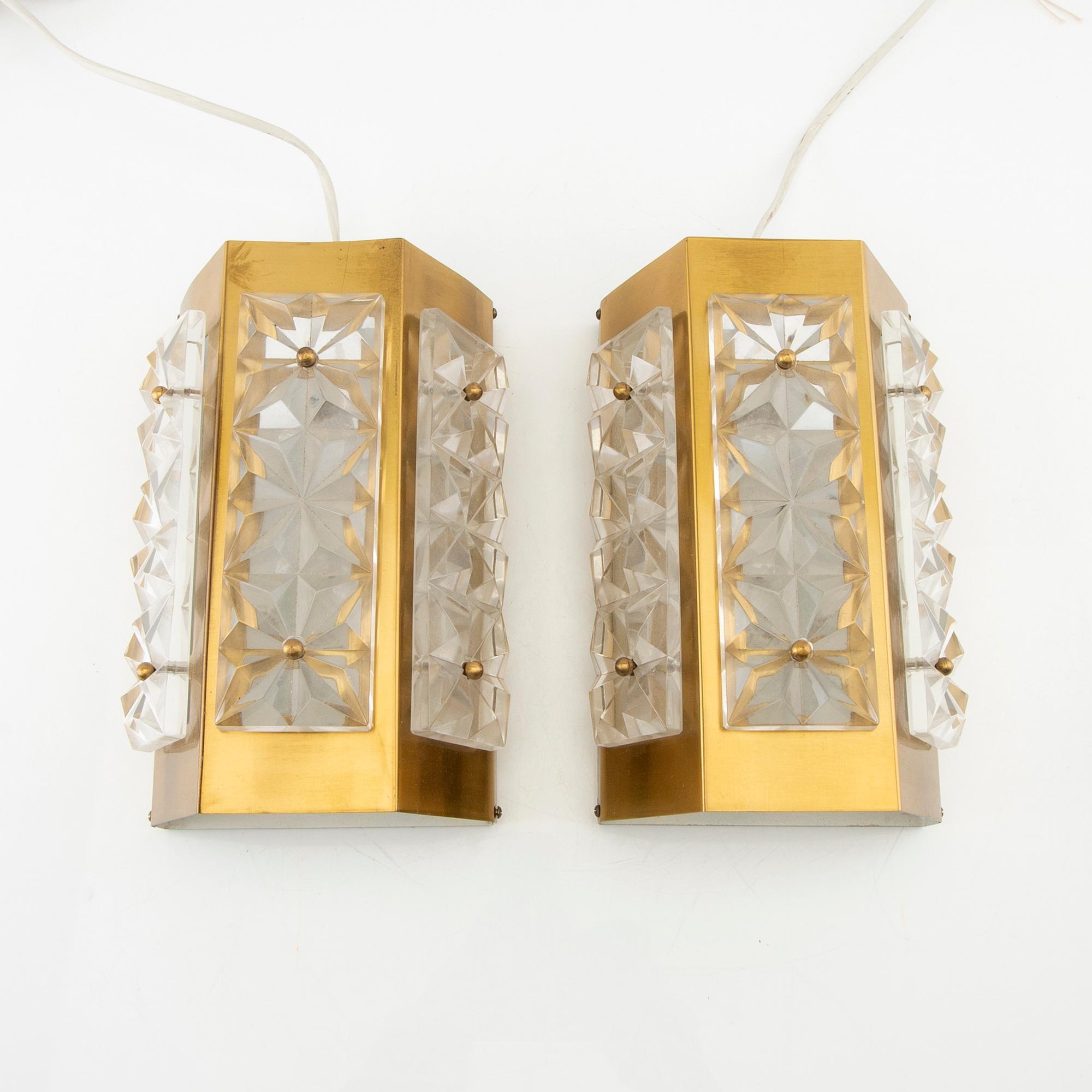 Wall lights by Einar Backstrom a pair 1960 Sweden In Good Condition For Sale In Paris, FR
