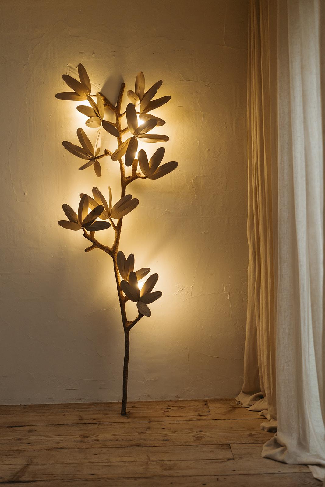 these wall lamps are a creation by French artist José Esteves, who's work is very poetic and always inspired by nature ... price is for the two lamps, shown on the pictures,
every piece José makes is unique, one is 198 cm high, the other one is 185