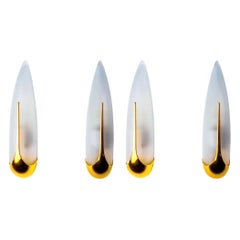 Wall lights by Idearte, smoked glass and gilt gold metal 4 Units, 1980 Wall lights by Idearte, smoked glass and gilt gold metal 4 Units, 1980