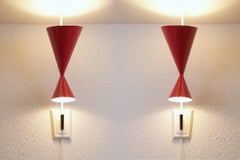 Set of 2, Wall Lights Duo Diabolo Rosso, Italy, 1950s