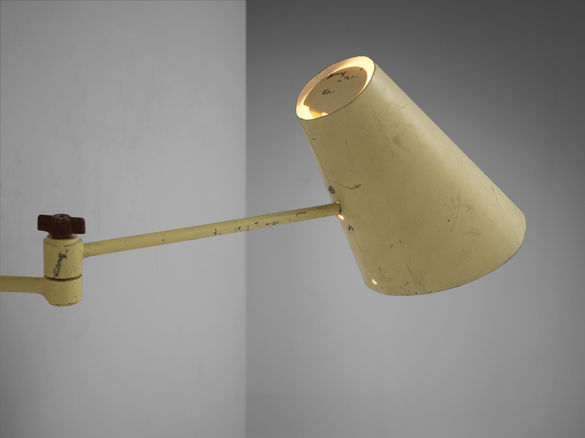 European Wall Lights in Pale Yellow Lacquered Metal  For Sale