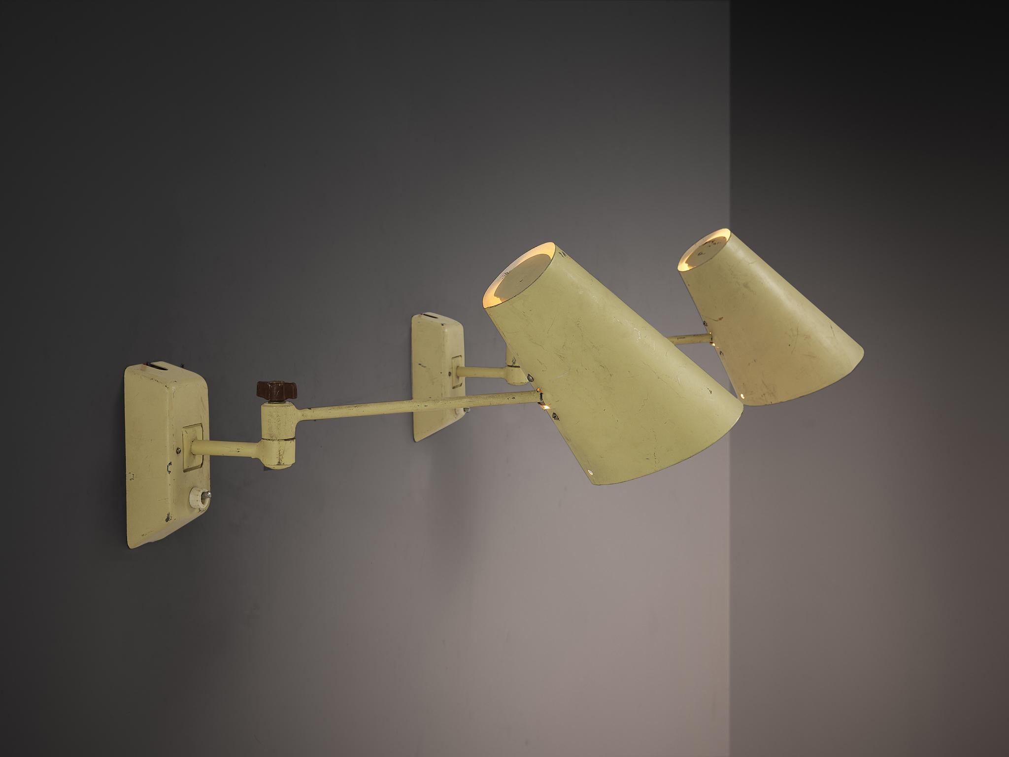 European Wall lights in Pale Yellow Lacquered Metal For Sale
