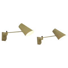 Wall Lights in Pale Yellow Lacquered Metal