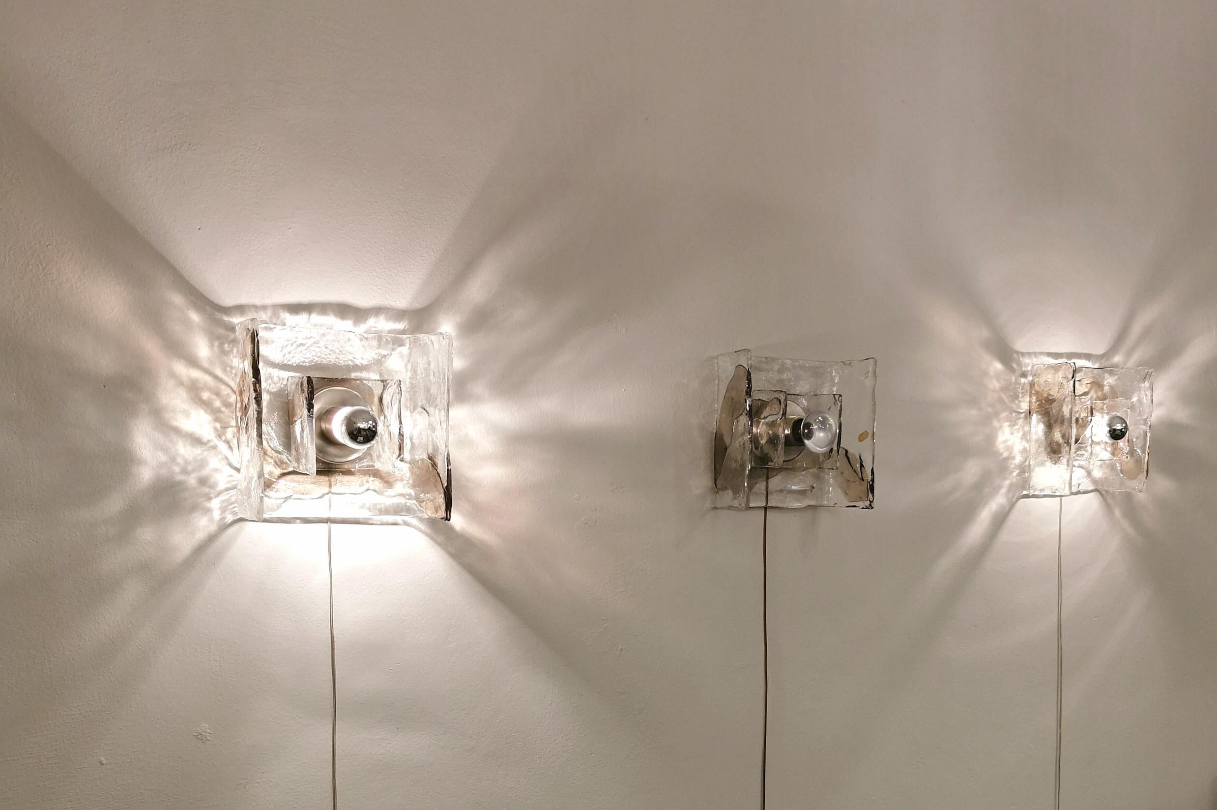 Wall Lights Sconces Murano Glass Carlo Nason Mazzega Mid Century Italy Set of 3 7