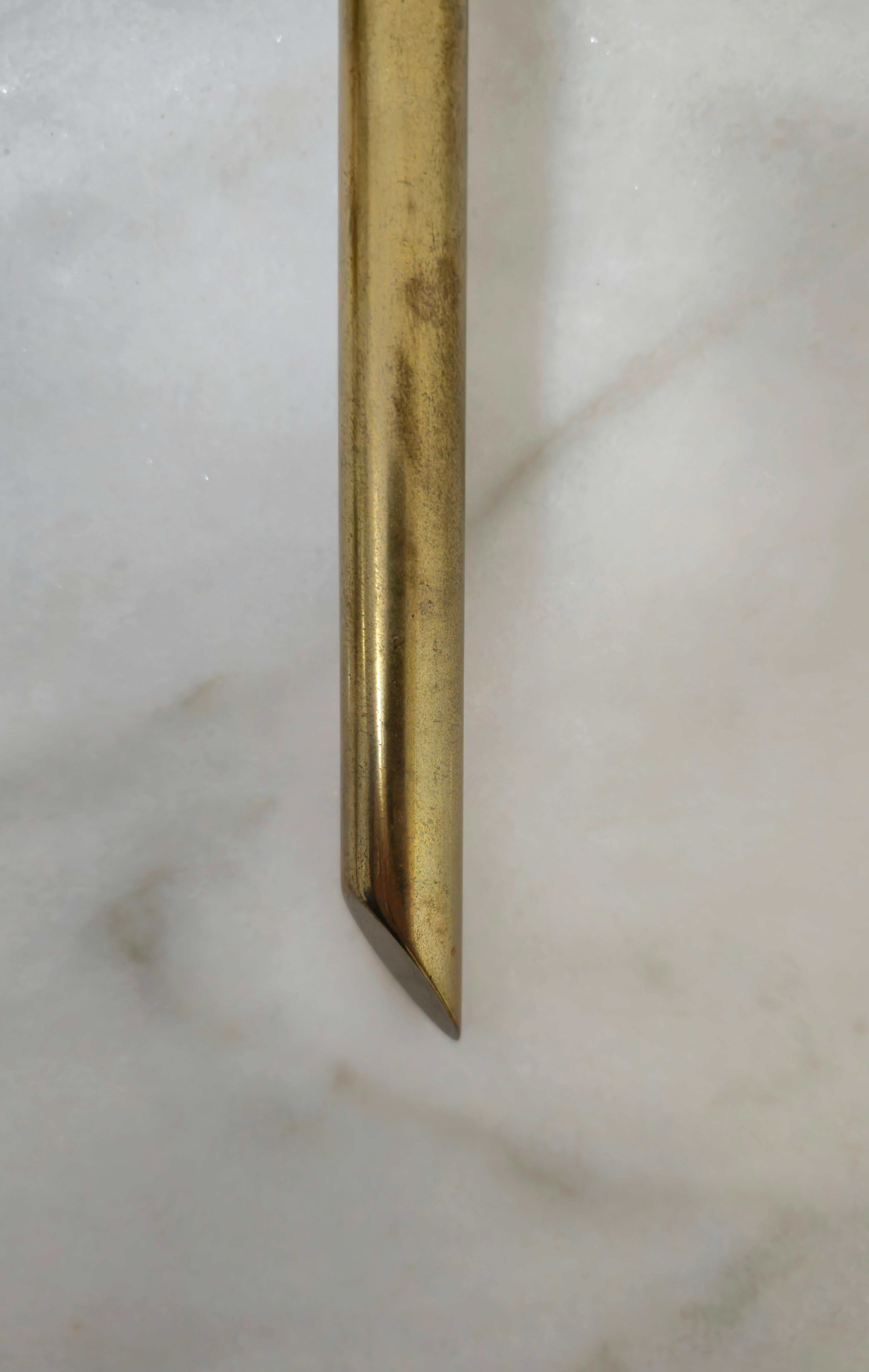 Pair of Wall Lights Sconces Brass Opaline Glass Midcentury Italian Design 1950s  4