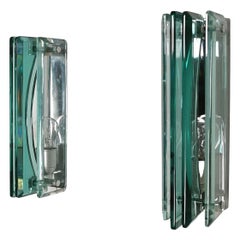 Wall Lights Sconces Glass Style Fontana Arte 70s Set of 2 Mid-Century Modern