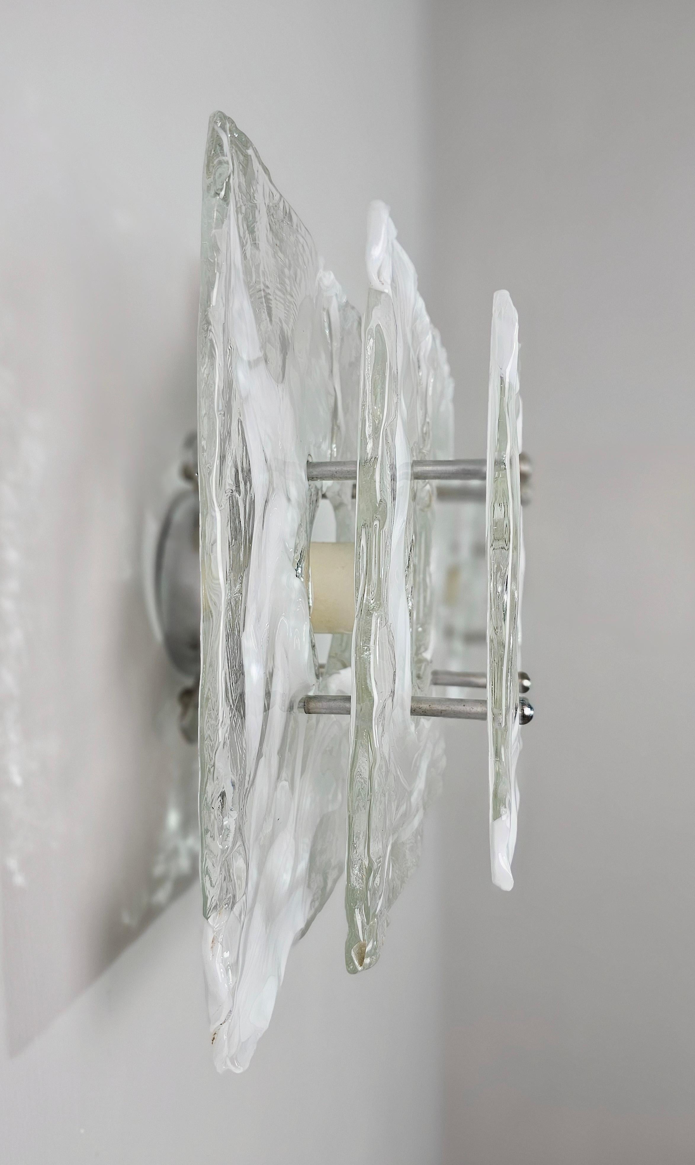 Wall Lights Sconces Nason Mazzega  Murano Glass Mid-Century Italy 70s Set of 3 For Sale 3