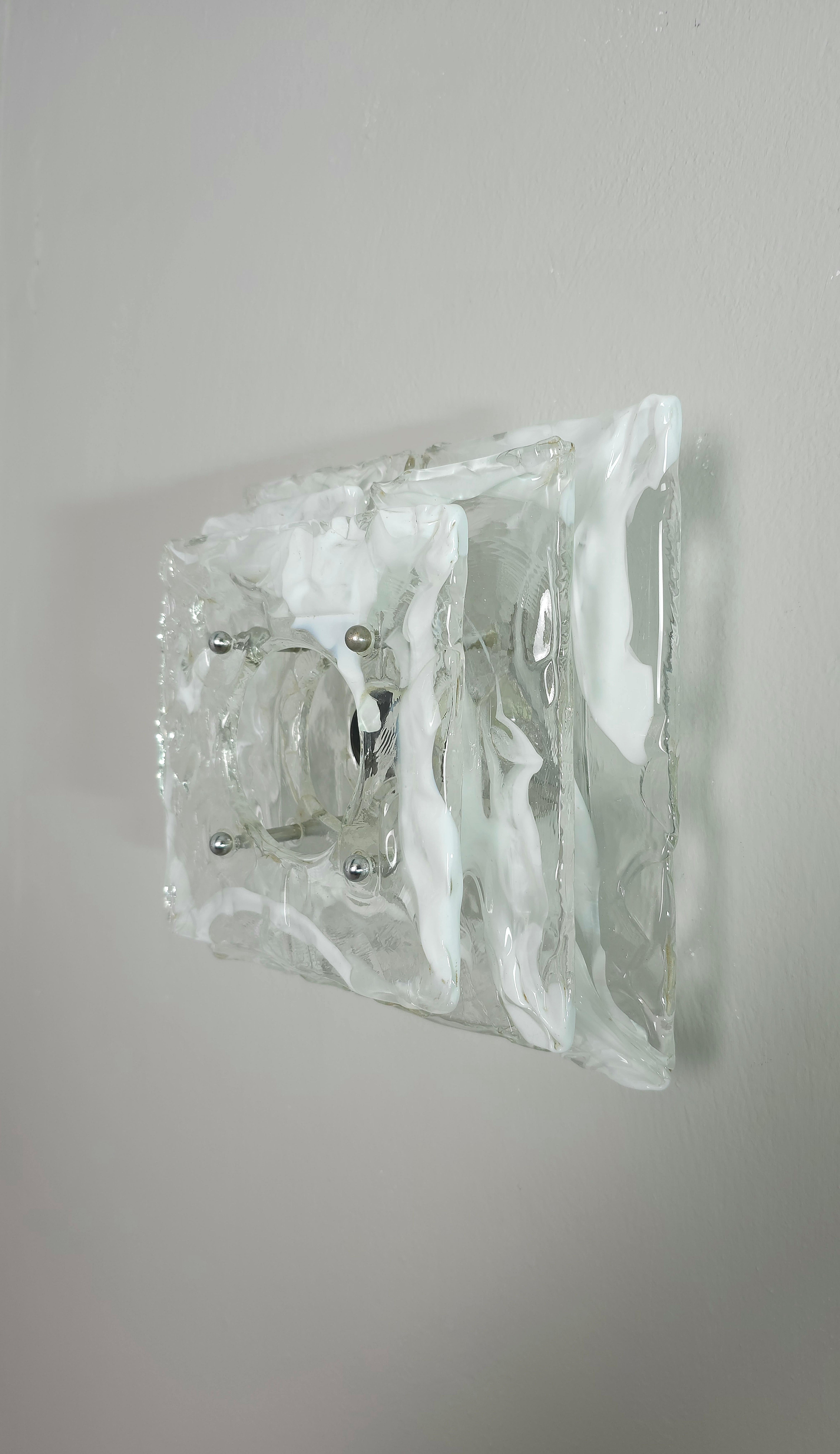Wall Lights Sconces Nason Mazzega  Murano Glass Mid-Century Italy 70s Set of 3 For Sale 5