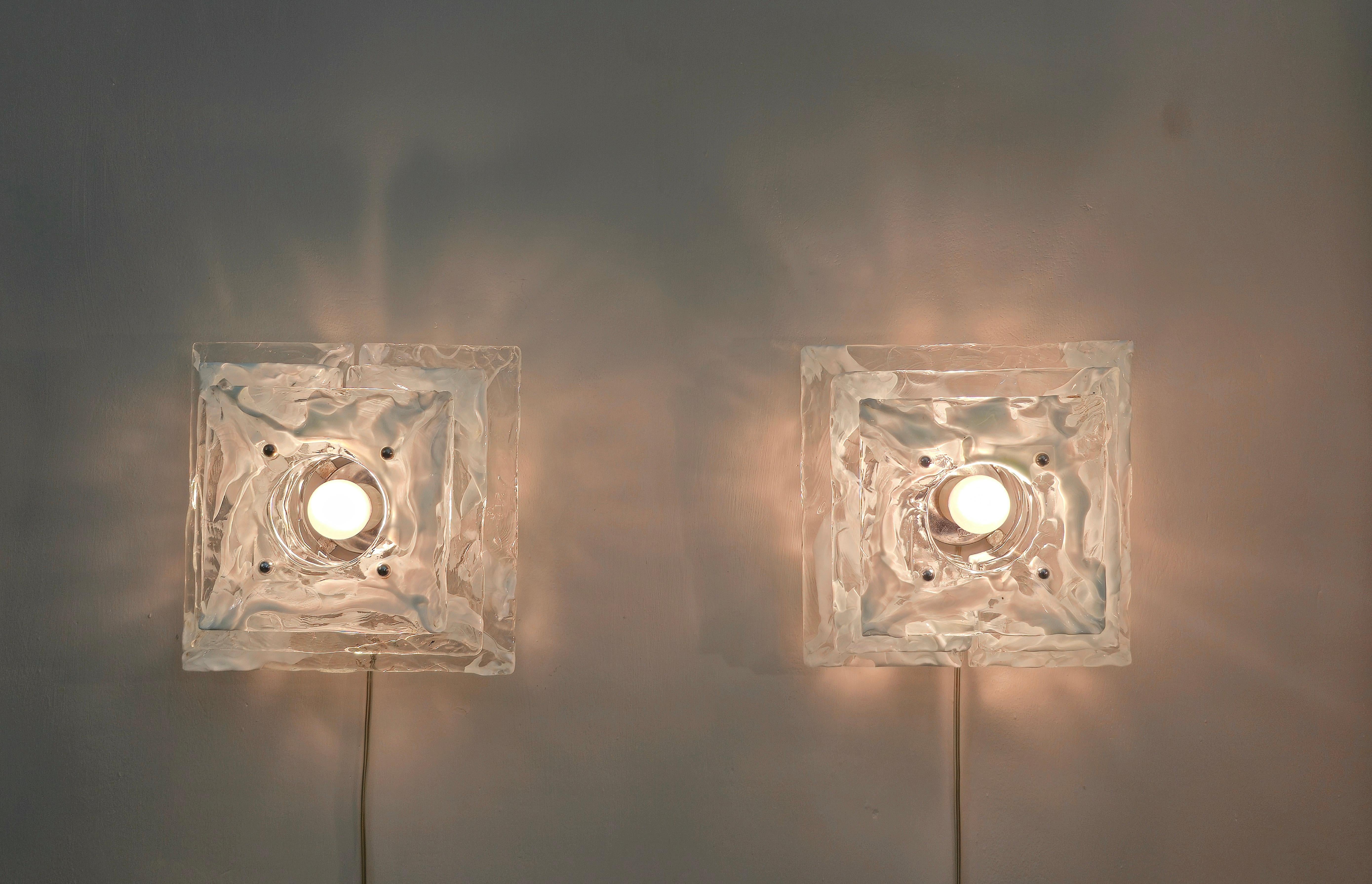 Wall Lights Sconces Nason Mazzega  Murano Glass Mid-Century Italy 70s Set of 3 For Sale 6