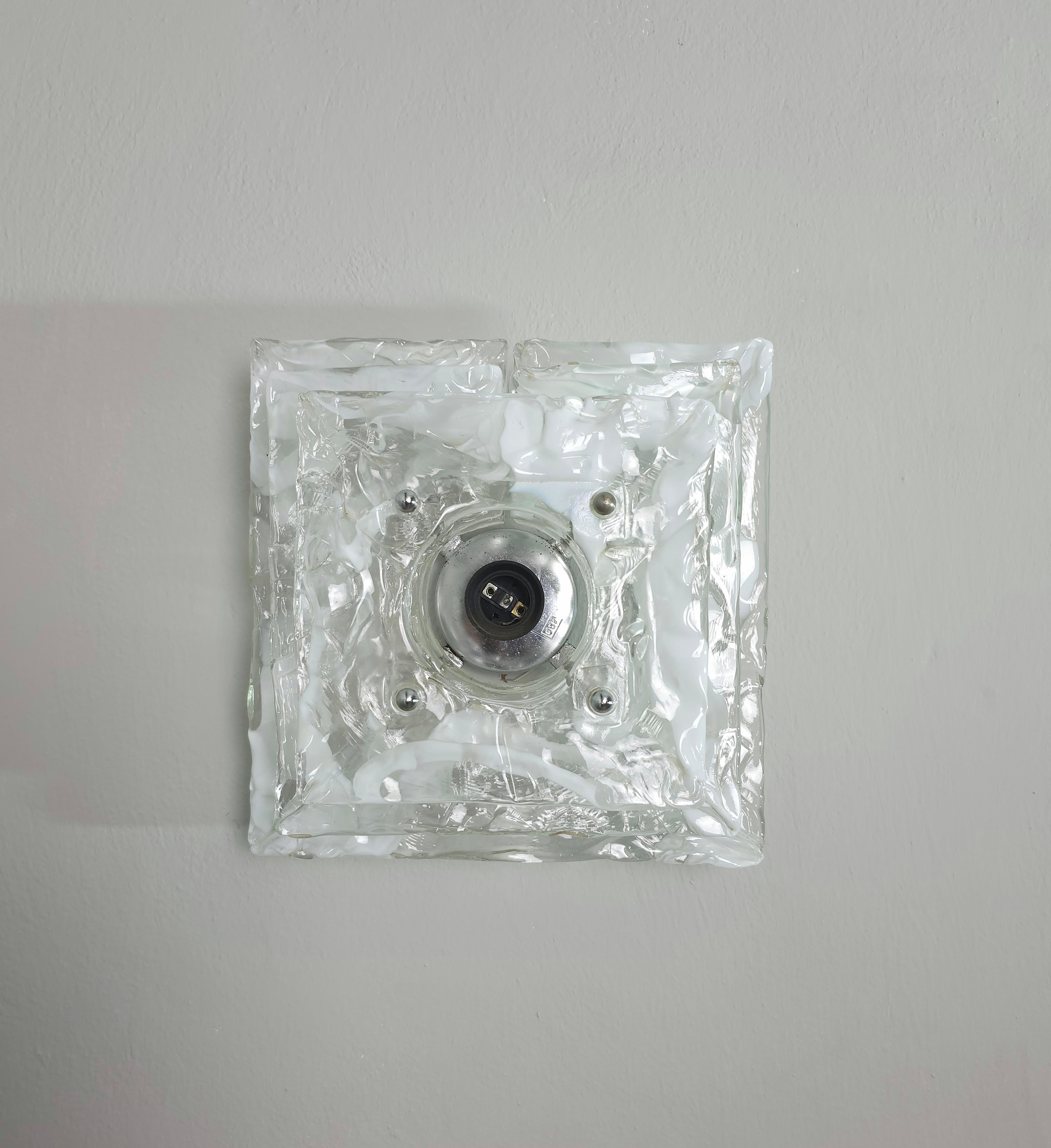20th Century Wall Lights Sconces Nason Mazzega  Murano Glass Mid-Century Italy 70s Set of 3 For Sale