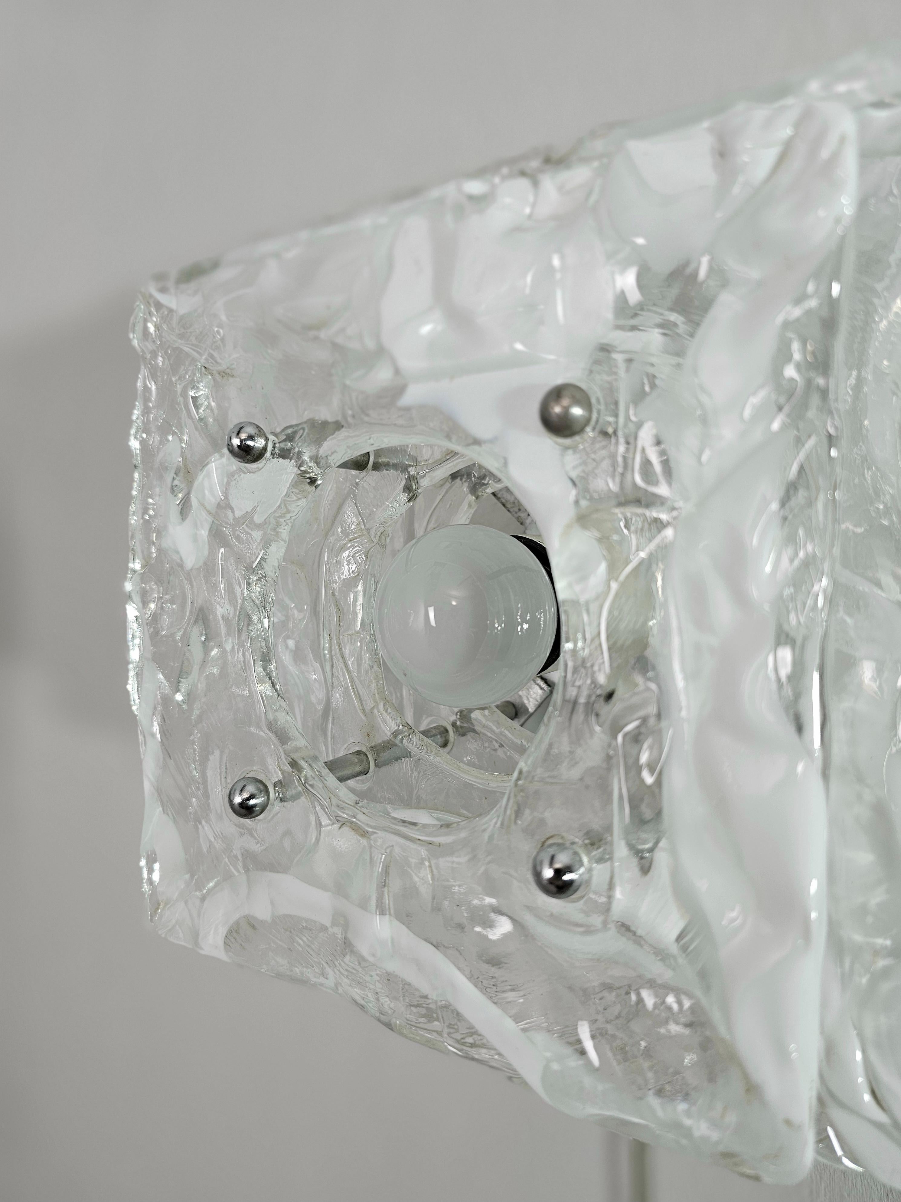 Wall Lights Sconces Nason Mazzega  Murano Glass Mid-Century Italy 70s Set of 3 For Sale 2