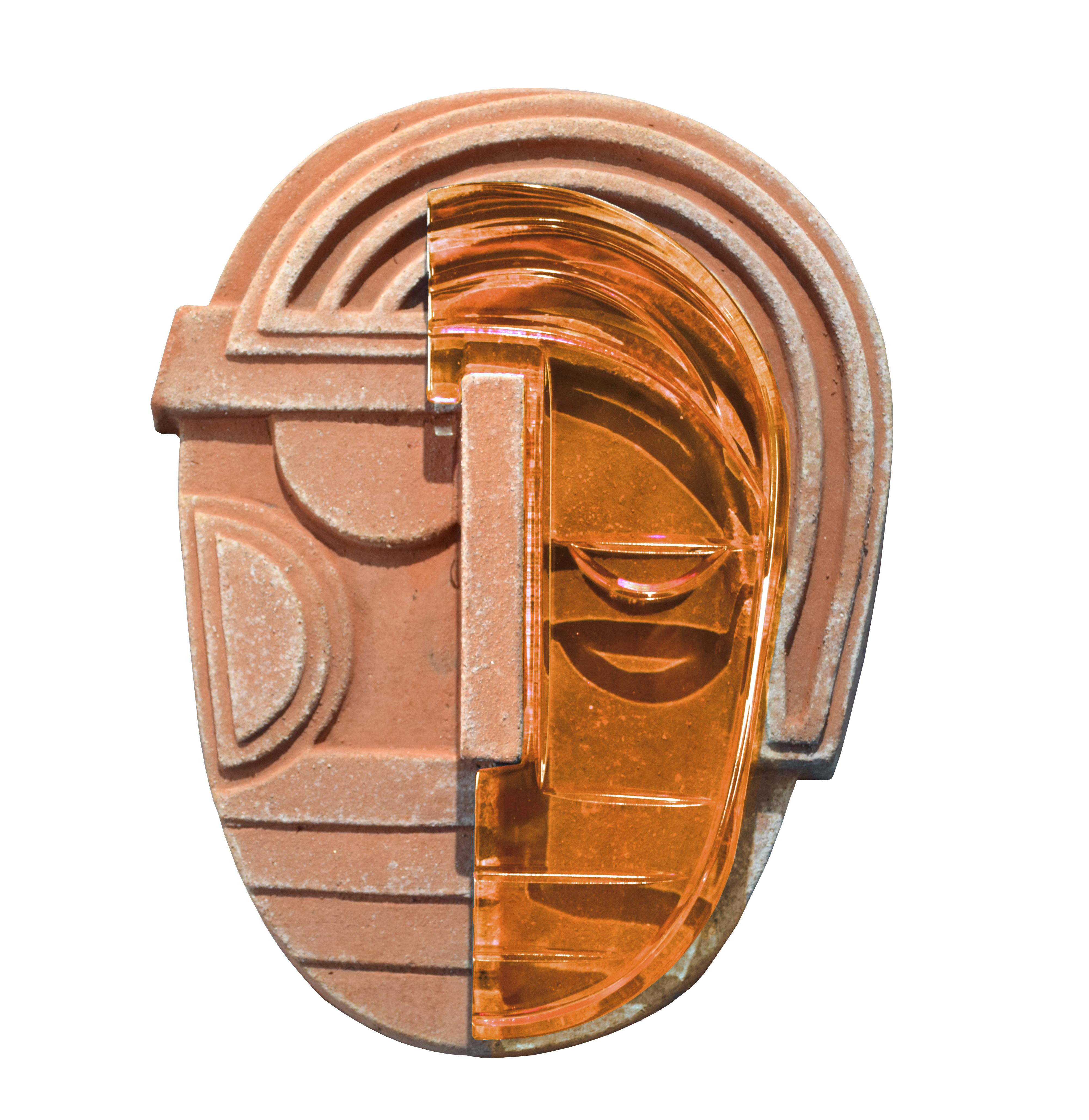 Italian Wall Mask in Terracotta, Made in Italy For Sale