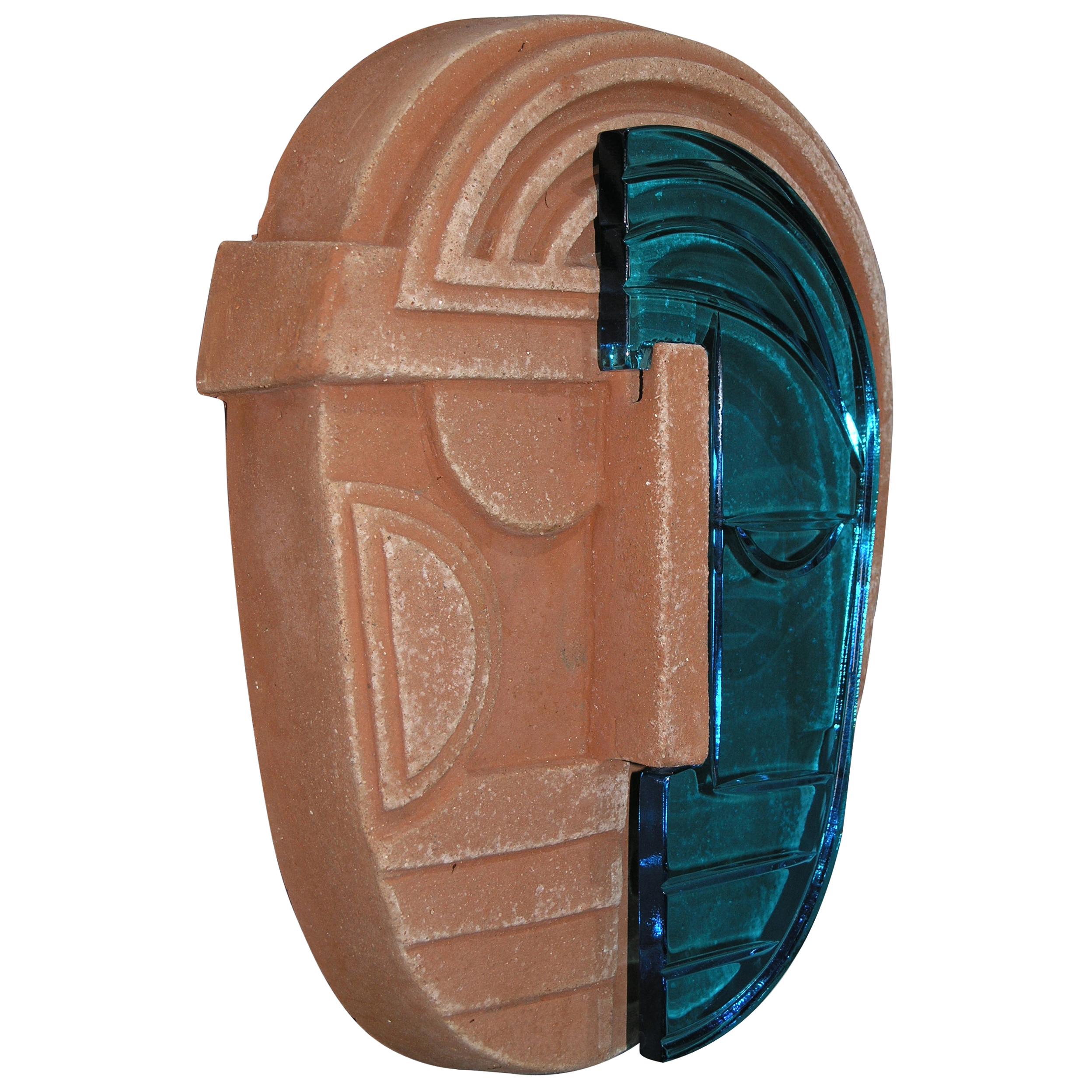 Wall Mask in Terracotta, Made in Italy For Sale