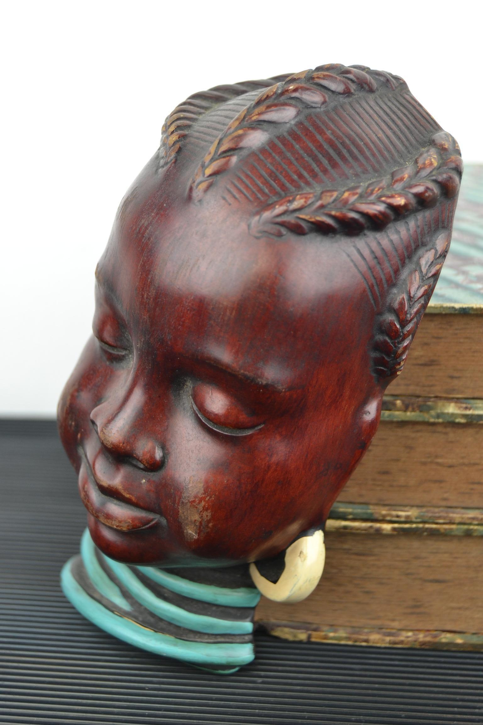 Wall Mask of Afro Child, Afro Woman , Mid-20th Century, Germany 6