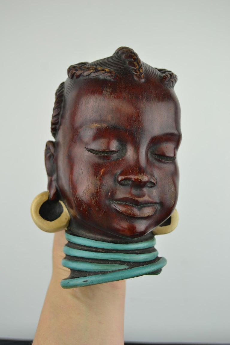 Wall Mask of Afro Child, Afro Woman , Mid-20th Century, Germany For Sale 10