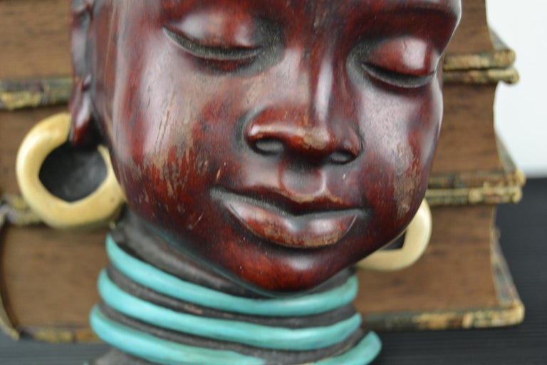 Wall Mask of Afro Child, Afro Woman , Mid-20th Century, Germany For Sale 1