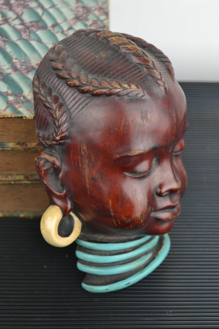 Wall Mask of Afro Child, Afro Woman , Mid-20th Century, Germany For Sale 4