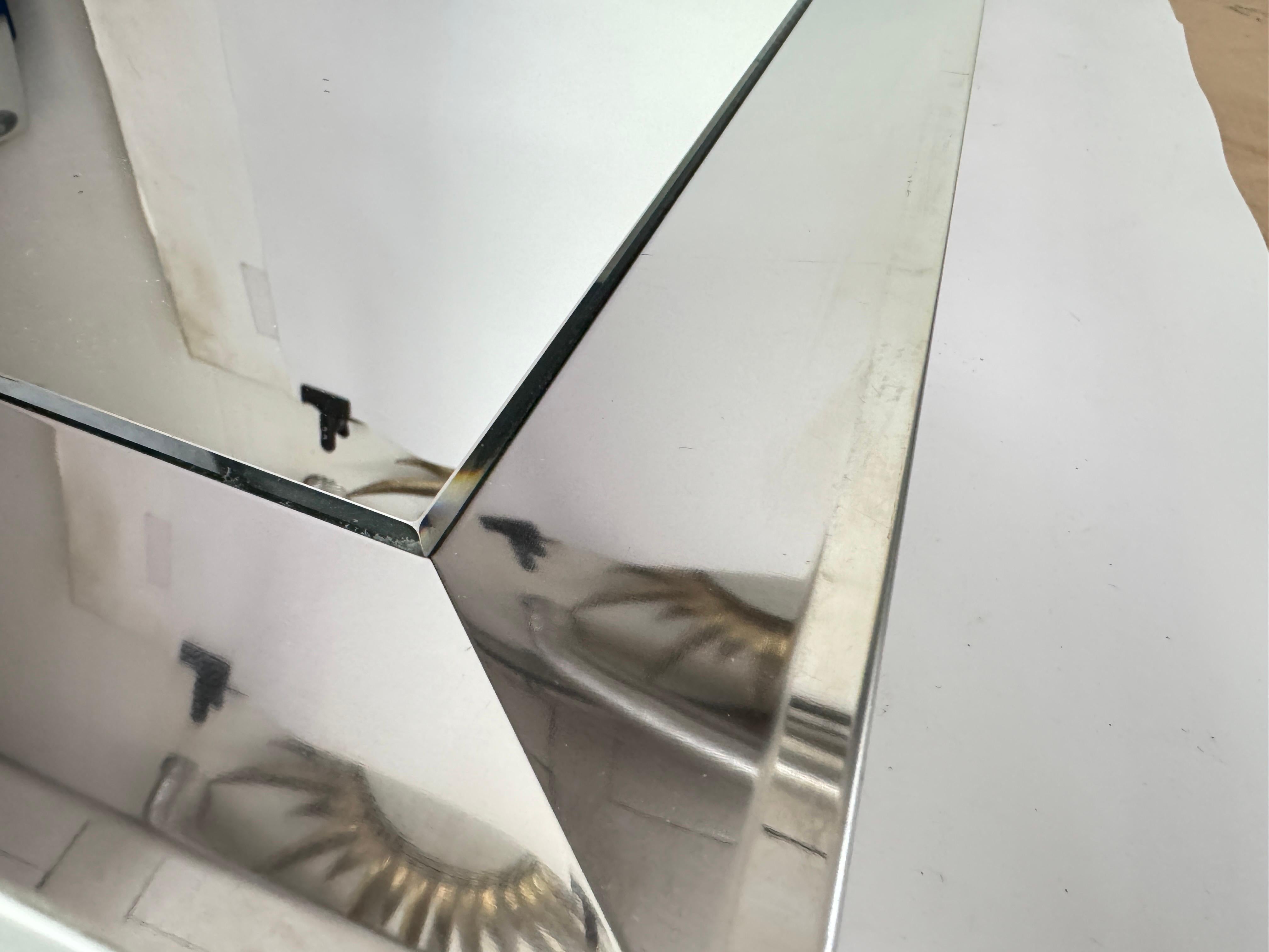 Brass Wall Miror in Aluminium and Glass, France 1970 Sylver Color For Sale