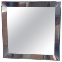 Wall Miror in Aluminium and Glass, France 1970 Sylver Color
