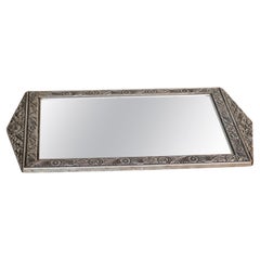 Wall Miror in Wood and Glass, France 1970 Sylver Color
