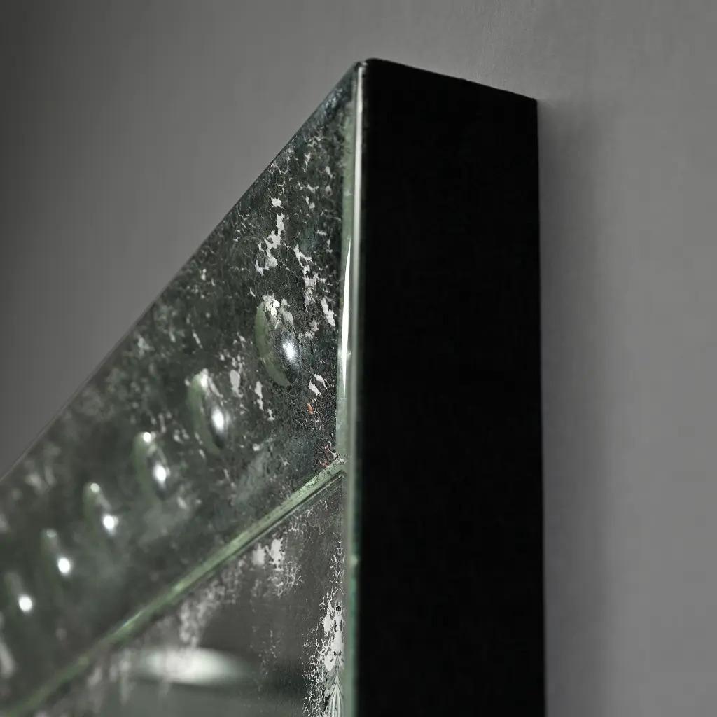 Art Deco Wall Mirror, 1930s Style, Small Size, Oxidized Glass For Sale