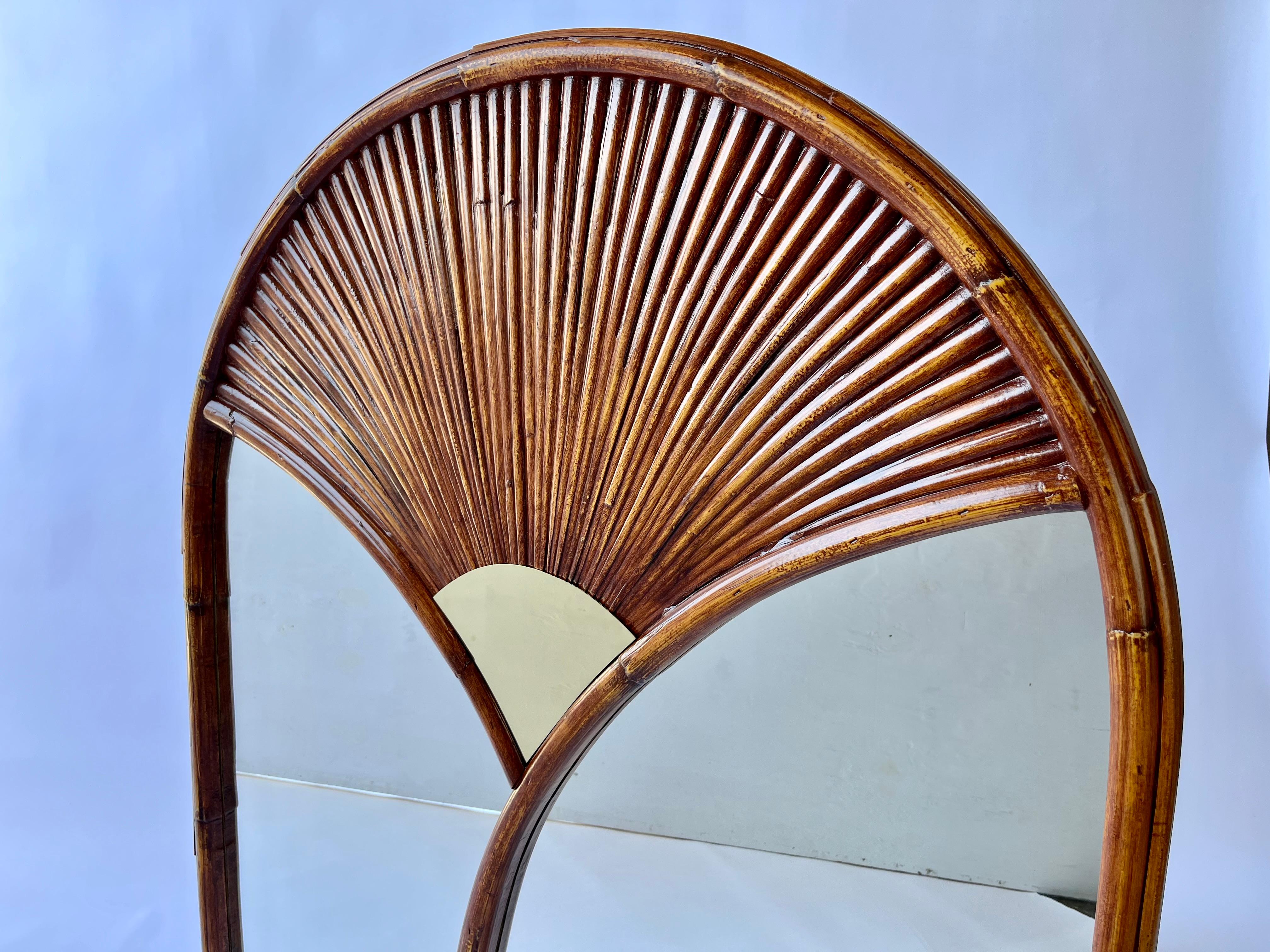 Wall Mirror after Gabriella Crespi, Faux Bamboo, Brass, Chapman 1978 For Sale 10