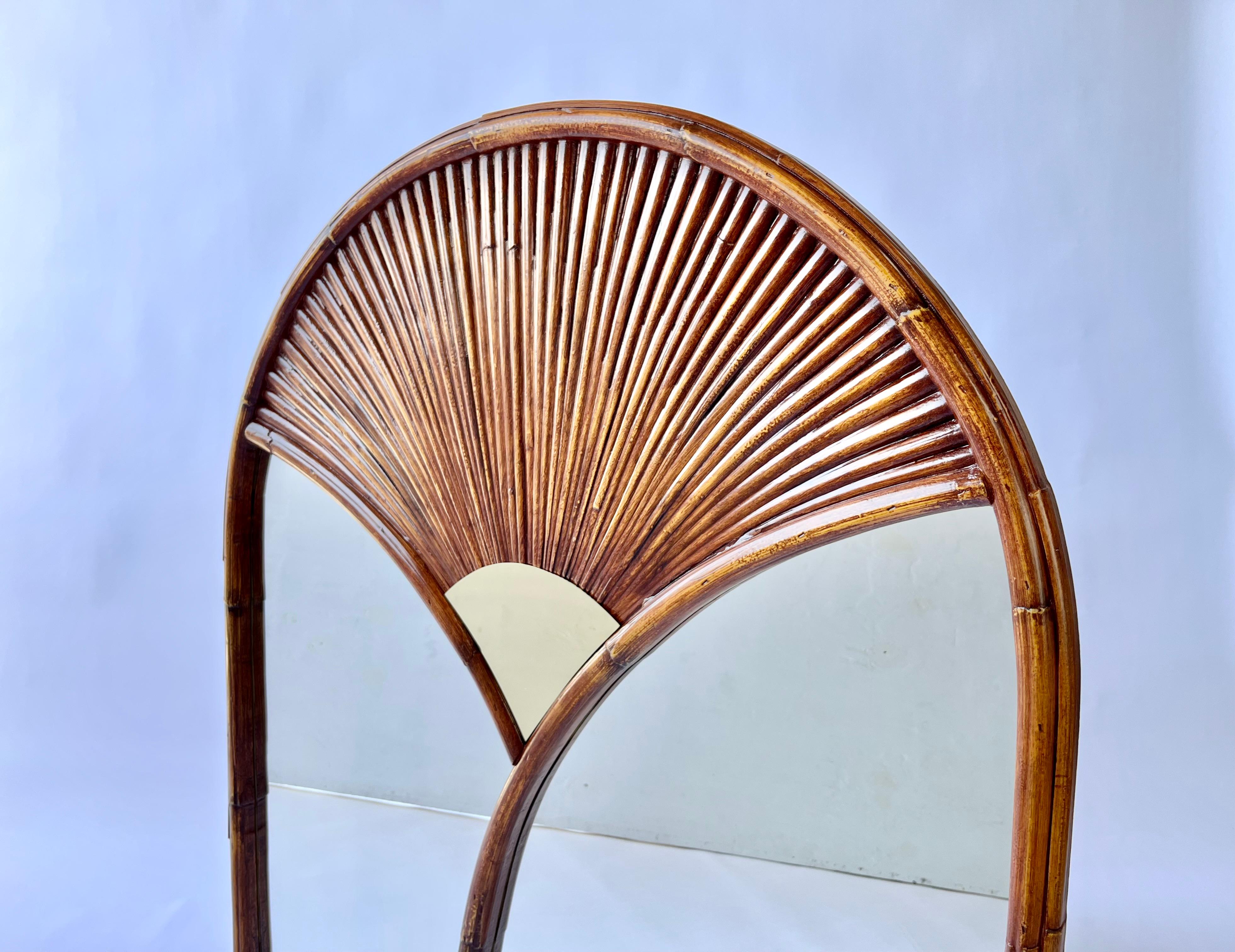 Wall Mirror after Gabriella Crespi, Faux Bamboo, Brass, Chapman 1978 For Sale 11