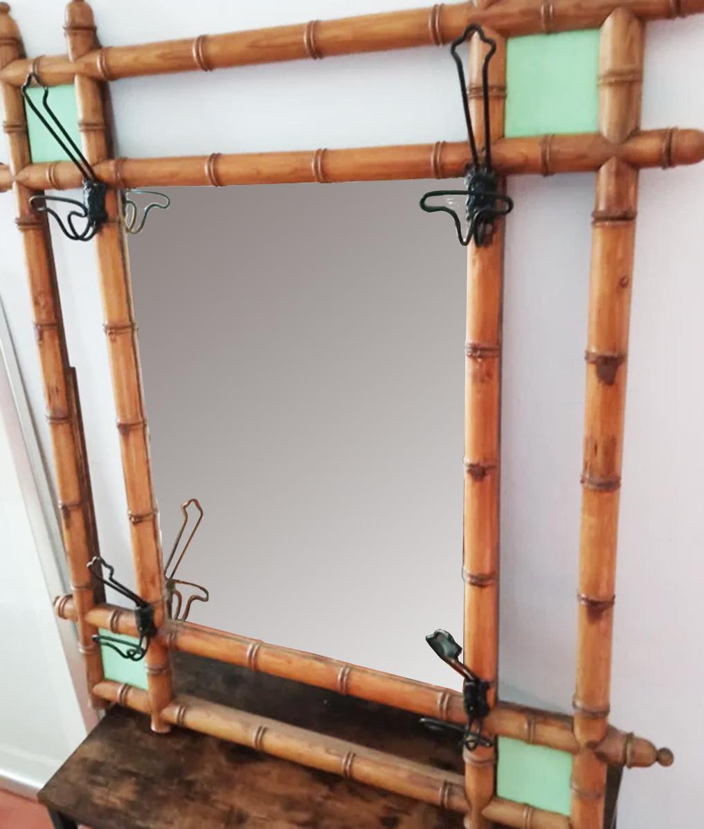 Aesthetic Movement  Wall Mirror and Coat Racks Aesthetics Movement Faux Bamboo Victorian, England For Sale